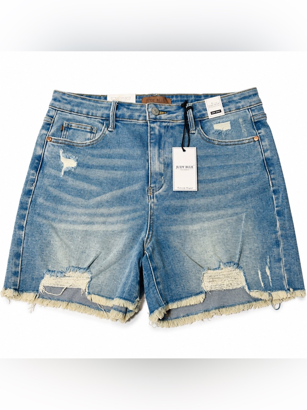 Judy Blue Feisty Shorts Women XL size 32 New High Rise Distressed Jean shorts